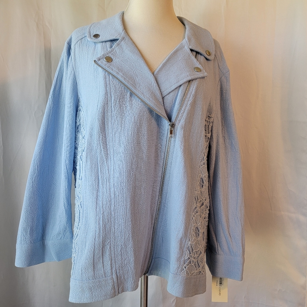 Vintage John Paul Richard Jacket Moto Lace Full Zip Cotton‎ Textured Cottage XL